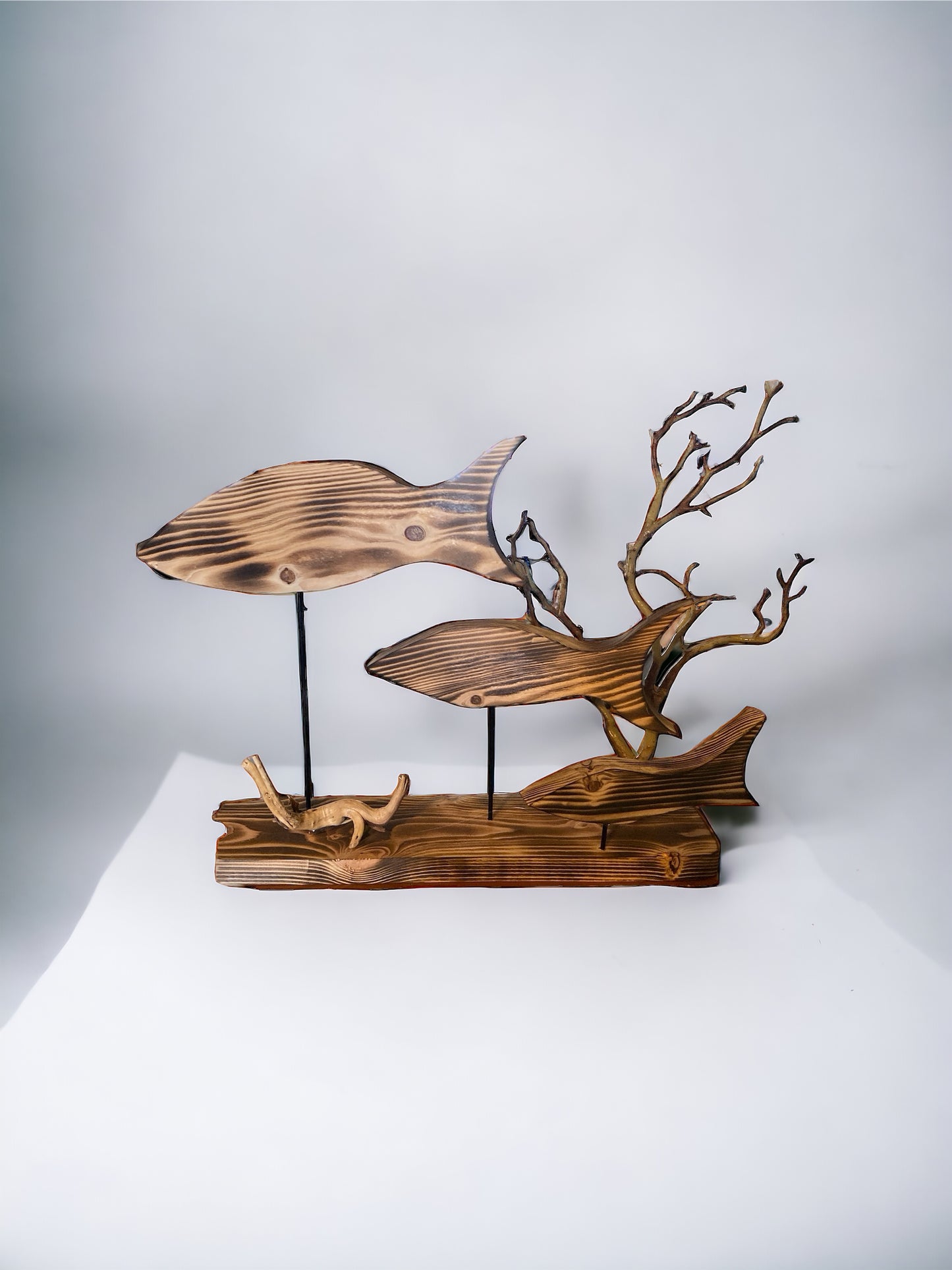 Wood Fish Countertop Decor Centerpiece